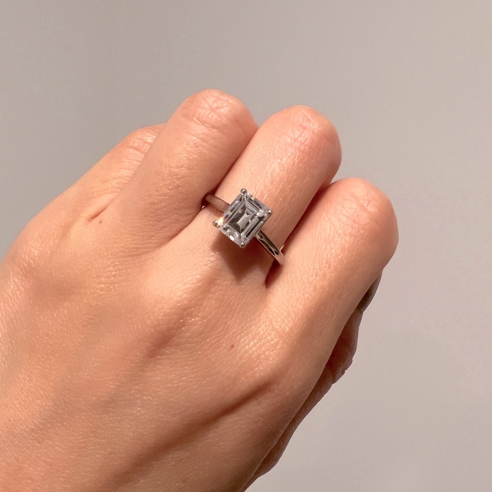 NEW Diamonique 2.25ct Baguette Engagement Ring